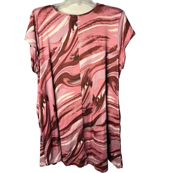 Vibe Sportswear Dress Women's size 2X Pink Mauve Marbled Short Sleeve Pocket Min - Picture 2 of 12